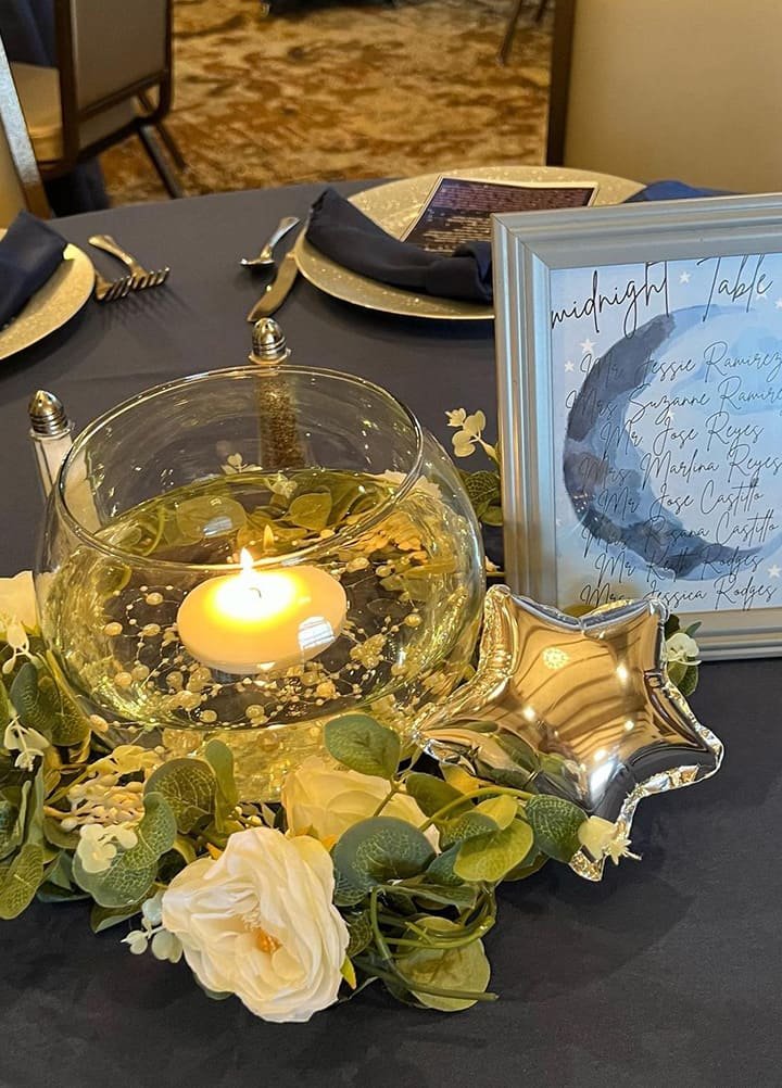 Midnight table decor